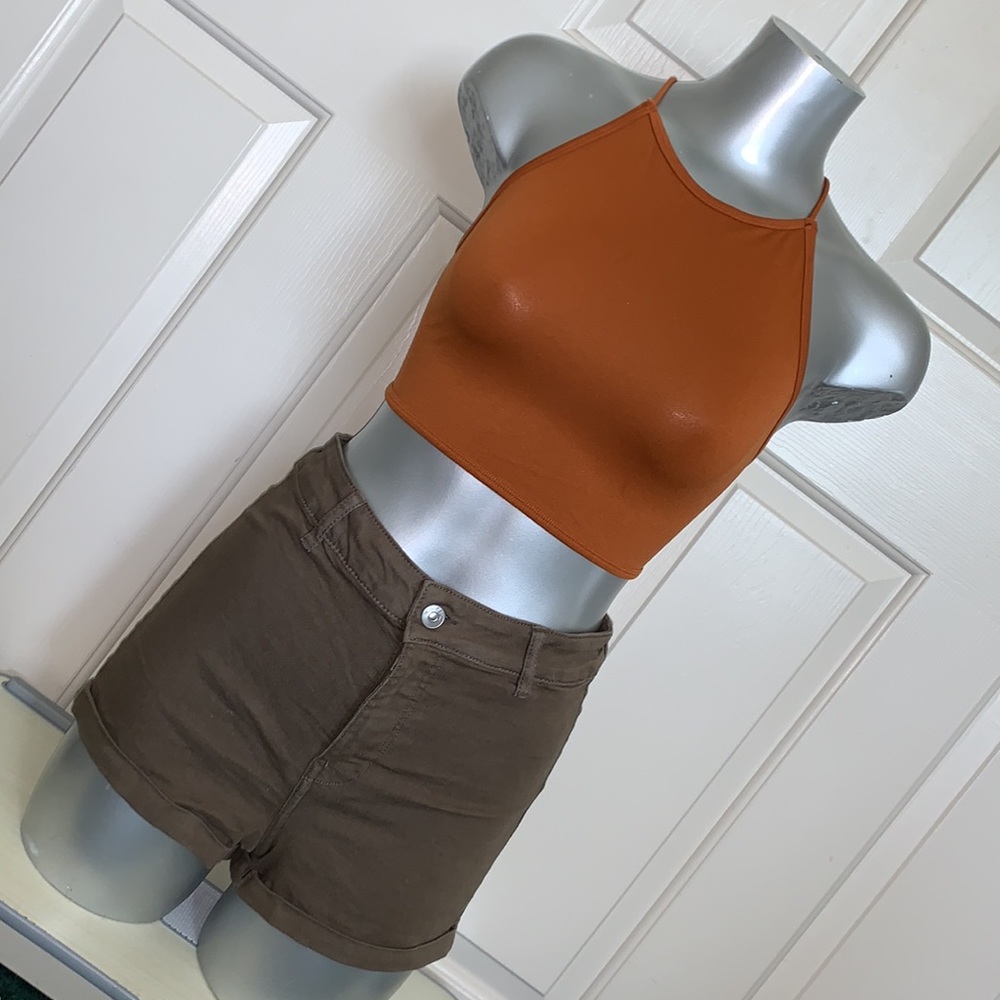 Rust backless cross cross crop top forever 21